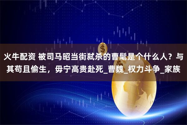 火牛配资 被司马昭当街弑杀的曹髦是个什么人？与其苟且偷生，毋宁高贵赴死_曹魏_权力斗争_家族